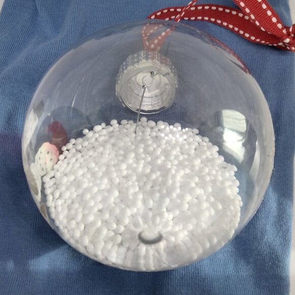 Snowman Snowglobe Christmas Ornament Primitive Cottage Cabin - Picture 8 of 9